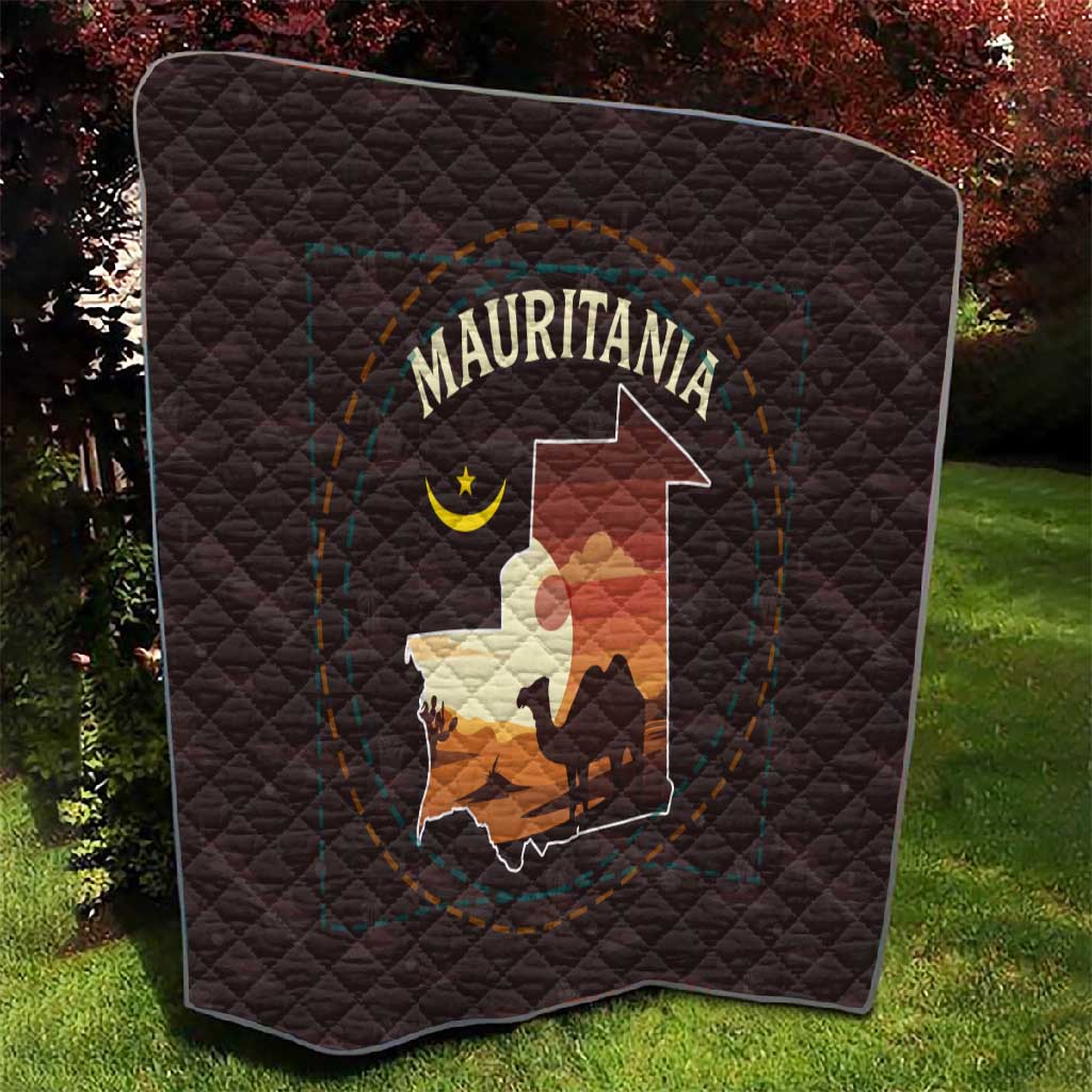 Mauritania Quilt - Desert Sunset Camel Silhouette and Flag Accents