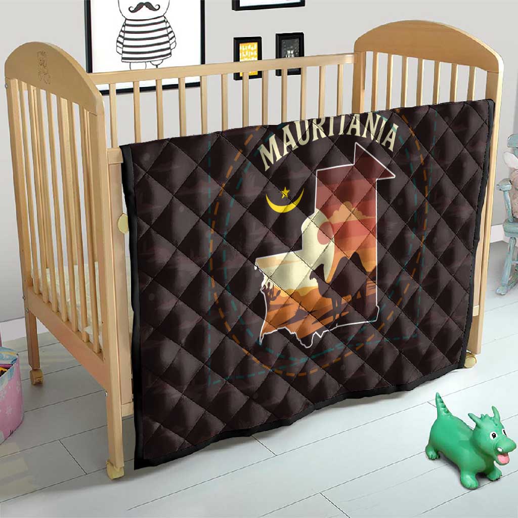 Mauritania Quilt - Desert Sunset Camel Silhouette and Flag Accents