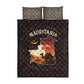 Mauritania Quilt Bed Set - Desert Sunset Camel Silhouette and Flag Accents