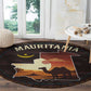 Mauritania Round Carpet - Desert Sunset Camel Silhouette and Flag Accents