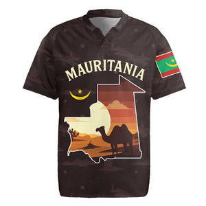 Mauritania Rugby Jersey - Desert Sunset Camel Silhouette and Flag Accents
