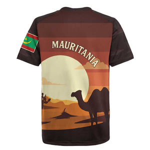 Mauritania Rugby Jersey - Desert Sunset Camel Silhouette and Flag Accents