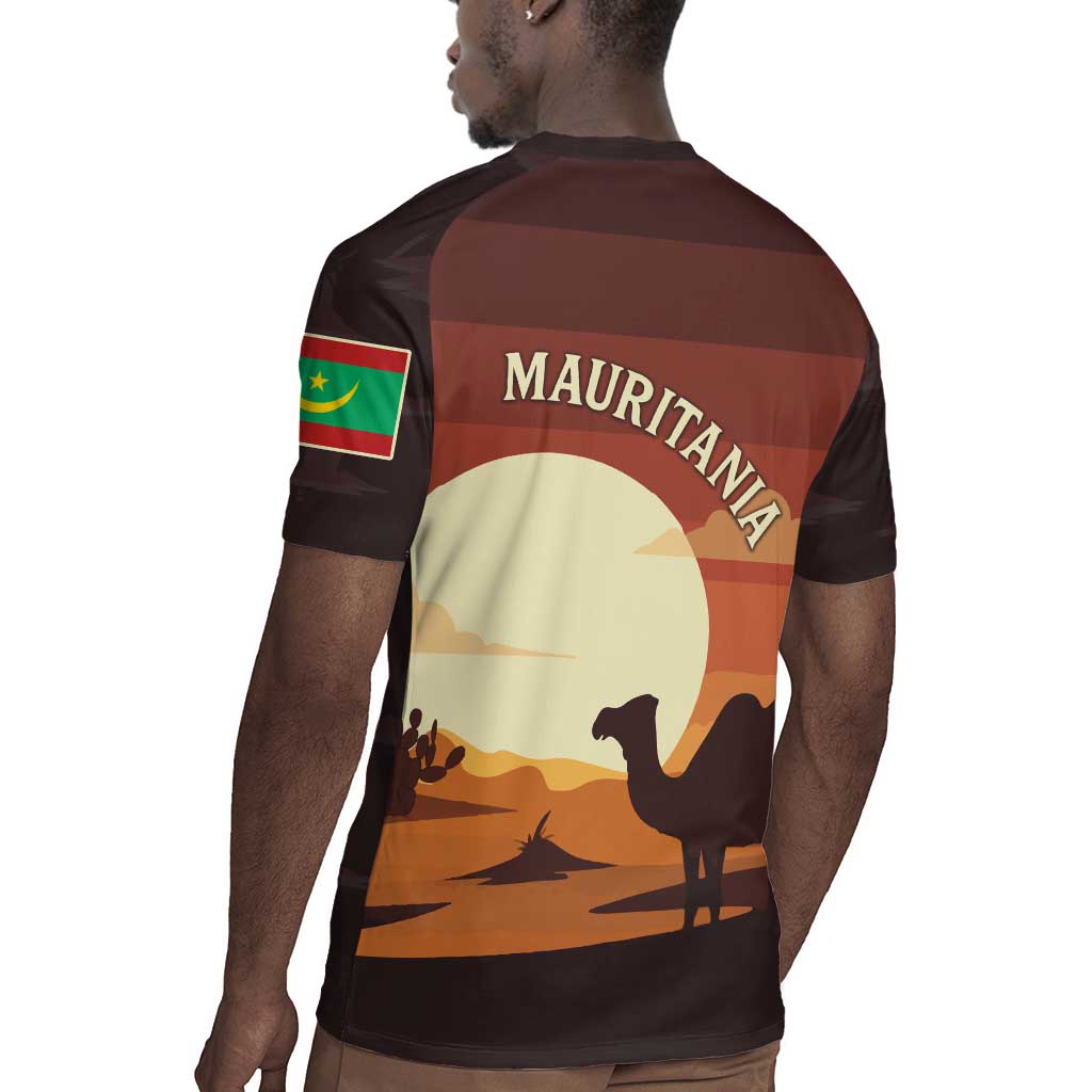 Mauritania Rugby Jersey - Desert Sunset Camel Silhouette and Flag Accents