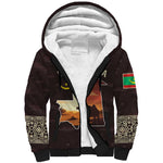 Mauritania Sherpa Hoodie - Desert Sunset Camel Silhouette and Flag Accents