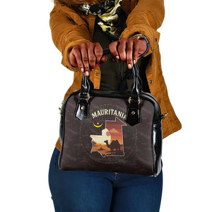 Mauritania Shoulder Handbag - Desert Sunset Camel Silhouette and Flag Accents