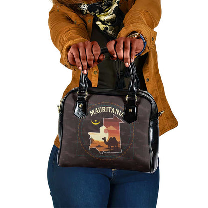 Mauritania Shoulder Handbag - Desert Sunset Camel Silhouette and Flag Accents