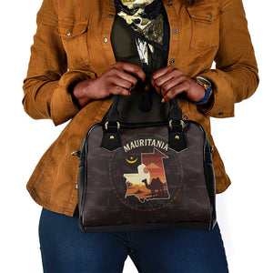 Mauritania Shoulder Handbag - Desert Sunset Camel Silhouette and Flag Accents