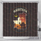 Mauritania Shower Curtain - Desert Sunset Camel Silhouette and Flag Accents