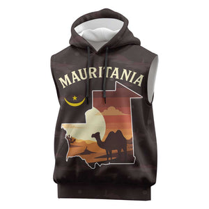 Mauritania Sleeveless Hoodie - Desert Sunset Camel Silhouette and Flag Accents - African Pride