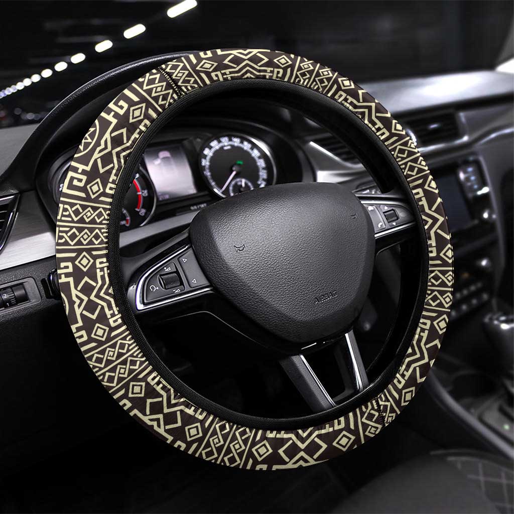 Mauritania Steering Wheel Cover - Desert Sunset Camel Silhouette and Flag Accents