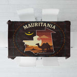 Mauritania Tablecloth - Desert Sunset Camel Silhouette and Flag Accents