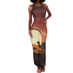 Mauritania Tank Maxi Dress - Desert Sunset Camel Silhouette and Flag Accents