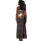 Mauritania Tank Maxi Dress - Desert Sunset Camel Silhouette and Flag Accents