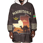 Mauritania Wearable Blanket Hoodie - Desert Sunset Camel Silhouette and Flag Accents