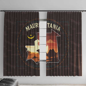 Mauritania Window Curtain - Desert Sunset Camel Silhouette and Flag Accents