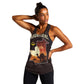 Mauritania Women Racerback Tank - Desert Sunset Camel Silhouette and Flag Accents