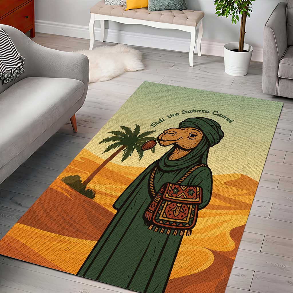 Mauritania Area Rug - Sidi the Sahara Camel Cartoon and Desert Caravan Design