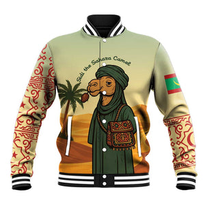 Mauritania Baseball Jacket - Sidi the Sahara Camel Cartoon and Desert Caravan Design