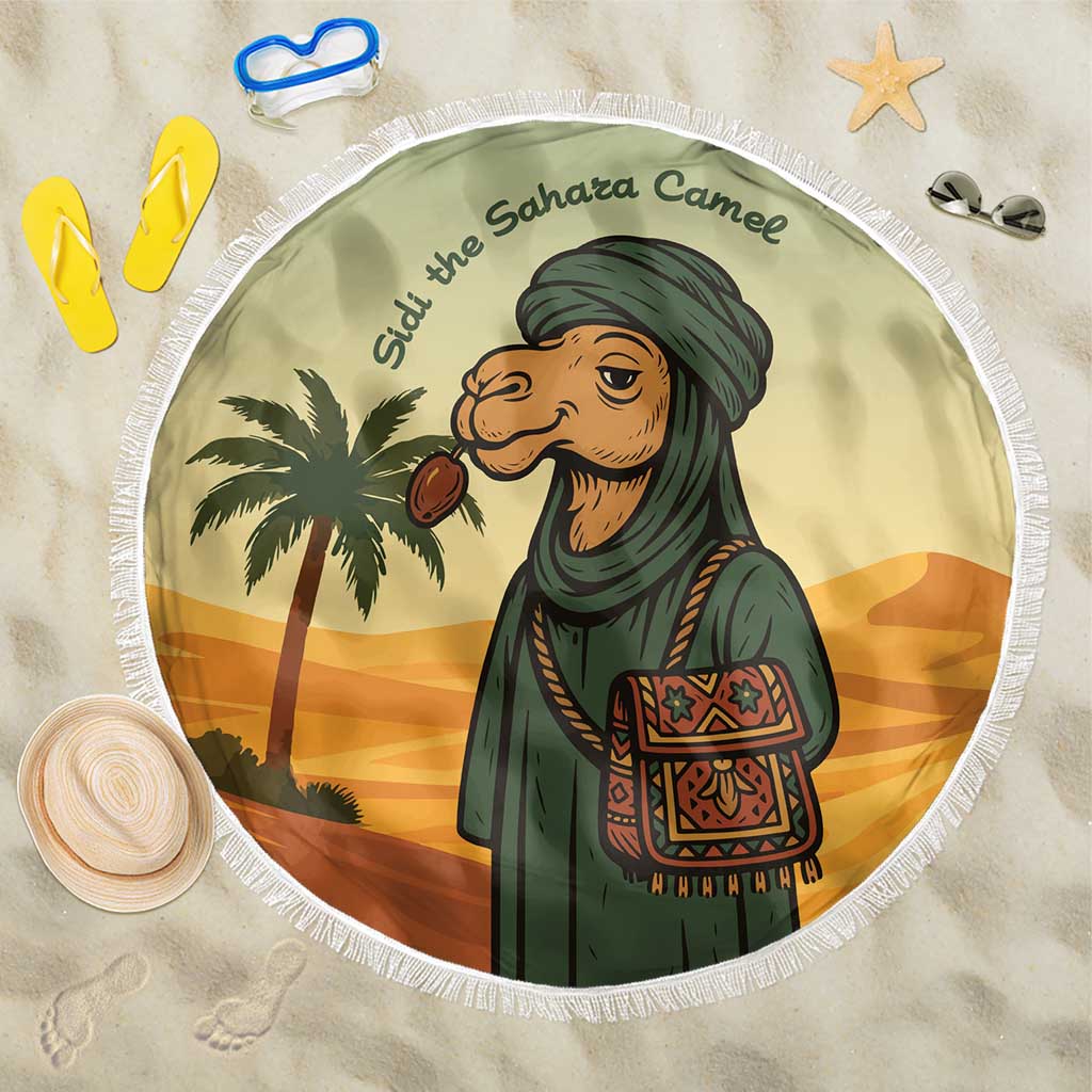 Mauritania Beach Blanket - Sidi the Sahara Camel Cartoon and Desert Caravan Design