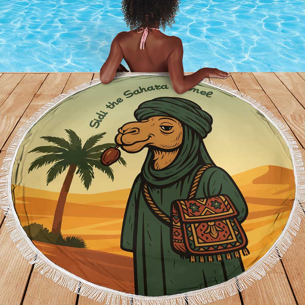 Mauritania Beach Blanket - Sidi the Sahara Camel Cartoon and Desert Caravan Design