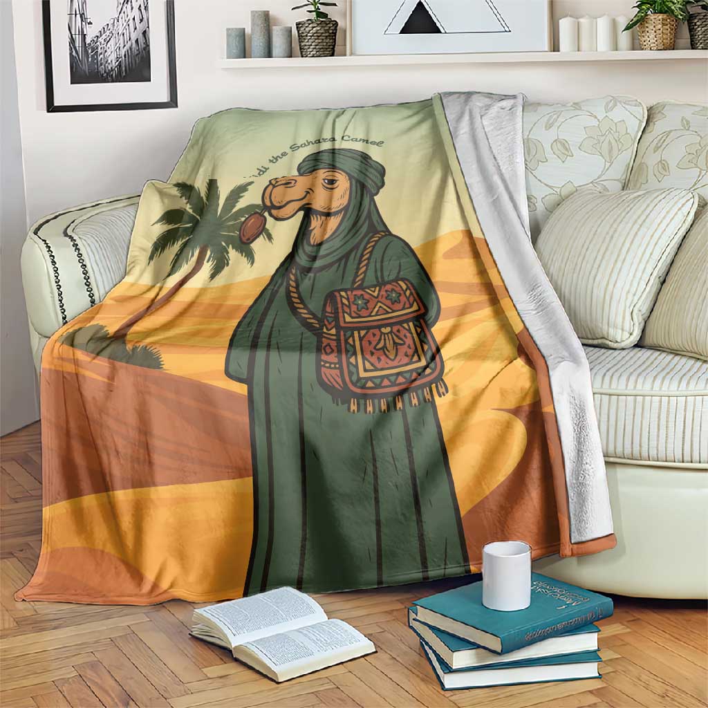 Mauritania Blanket - Sidi the Sahara Camel Cartoon and Desert Caravan Design