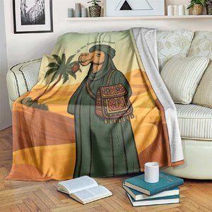 Mauritania Blanket - Sidi the Sahara Camel Cartoon and Desert Caravan Design