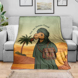 Mauritania Blanket - Sidi the Sahara Camel Cartoon and Desert Caravan Design