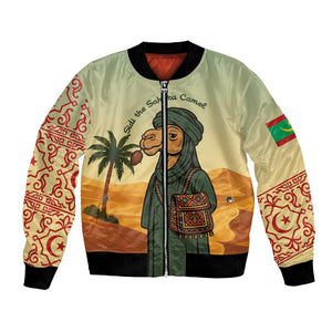 Mauritania Bomber Jacket - Sidi the Sahara Camel Cartoon and Desert Caravan Design
