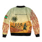 Mauritania Bomber Jacket - Sidi the Sahara Camel Cartoon and Desert Caravan Design