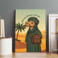 Mauritania Canvas Wall Art - Sidi the Sahara Camel Cartoon and Desert Caravan Design