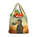 Mauritania Grocery Bag - Sidi the Sahara Camel Cartoon and Desert Caravan Design