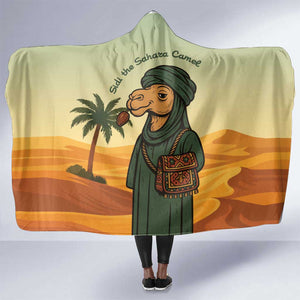 Mauritania Hooded Blanket - Sidi the Sahara Camel Cartoon and Desert Caravan Design