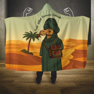 Mauritania Hooded Blanket - Sidi the Sahara Camel Cartoon and Desert Caravan Design