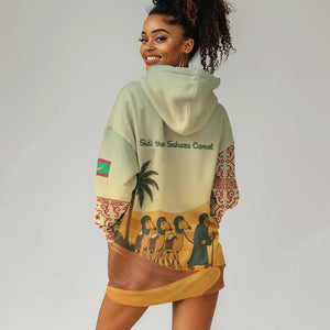 Mauritania Hoodie Dress - Sidi the Sahara Camel Cartoon and Desert Caravan Design