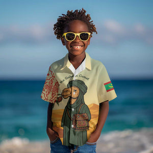 Mauritania Kid Hawaiian Shirt - Sidi the Sahara Camel Cartoon and Desert Caravan Design