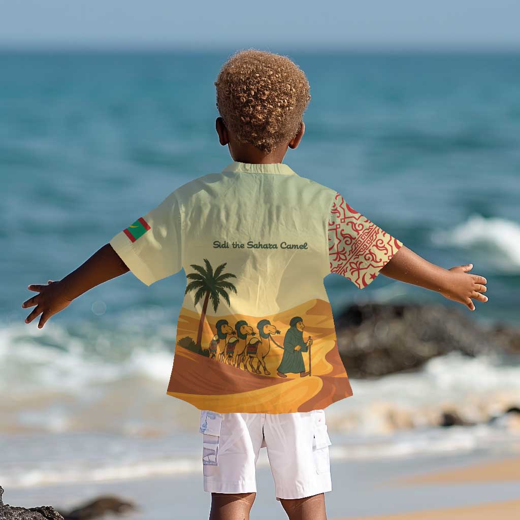 Mauritania Kid Hawaiian Shirt - Sidi the Sahara Camel Cartoon and Desert Caravan Design