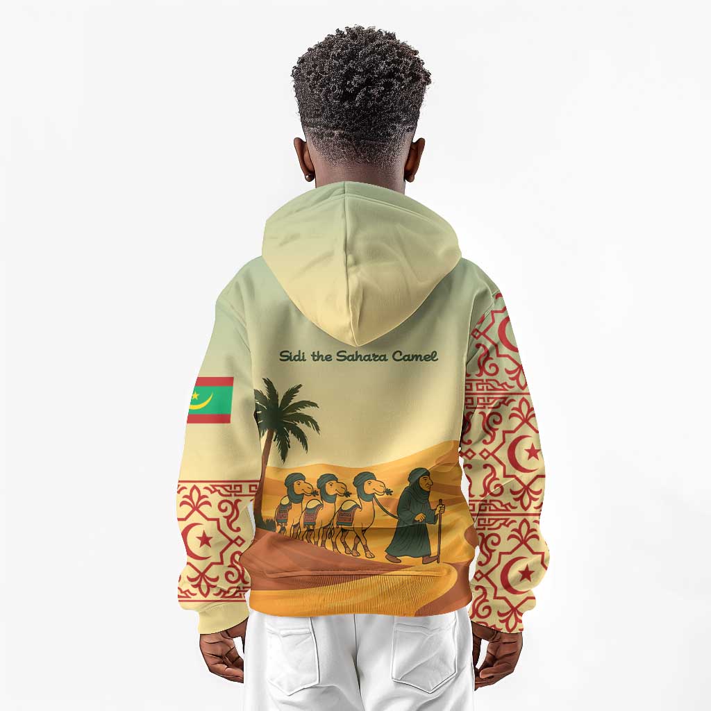 Mauritania Kid Hoodie - Sidi the Sahara Camel Cartoon and Desert Caravan Design