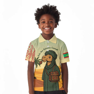 Mauritania Kid Polo Shirt - Sidi the Sahara Camel Cartoon and Desert Caravan Design