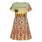 Mauritania Kid Short Sleeve Dress - Sidi the Sahara Camel Cartoon and Desert Caravan Design