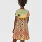 Mauritania Kid Short Sleeve Dress - Sidi the Sahara Camel Cartoon and Desert Caravan Design