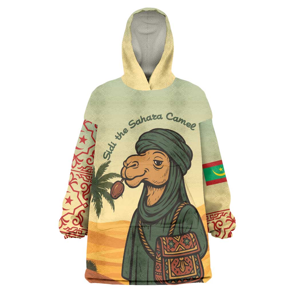 Mauritania Kid Wearable Blanket Hoodie - Sidi the Sahara Camel Cartoon and Desert Caravan Design