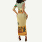 Mauritania Long Sleeve Bodycon Dress - Sidi the Sahara Camel Cartoon and Desert Caravan Design TS04
