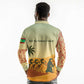 Mauritania Long Sleeve Polo Shirt - Sidi the Sahara Camel Cartoon and Desert Caravan Design