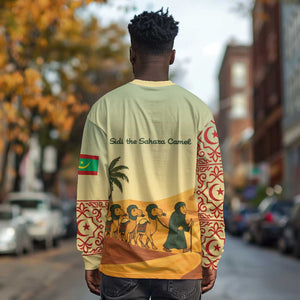 Mauritania Long Sleeve Shirt - Sidi the Sahara Camel Cartoon and Desert Caravan Design