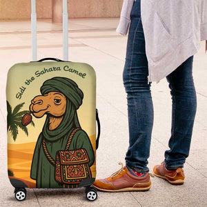 Mauritania Luggage Cover - Sidi the Sahara Camel Cartoon and Desert Caravan Design
