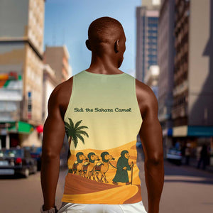 Mauritania Men Tank Top - Sidi the Sahara Camel Cartoon and Desert Caravan Design