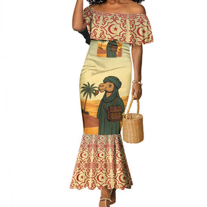 Mauritania Mermaid Dress - Sidi the Sahara Camel Cartoon and Desert Caravan Design