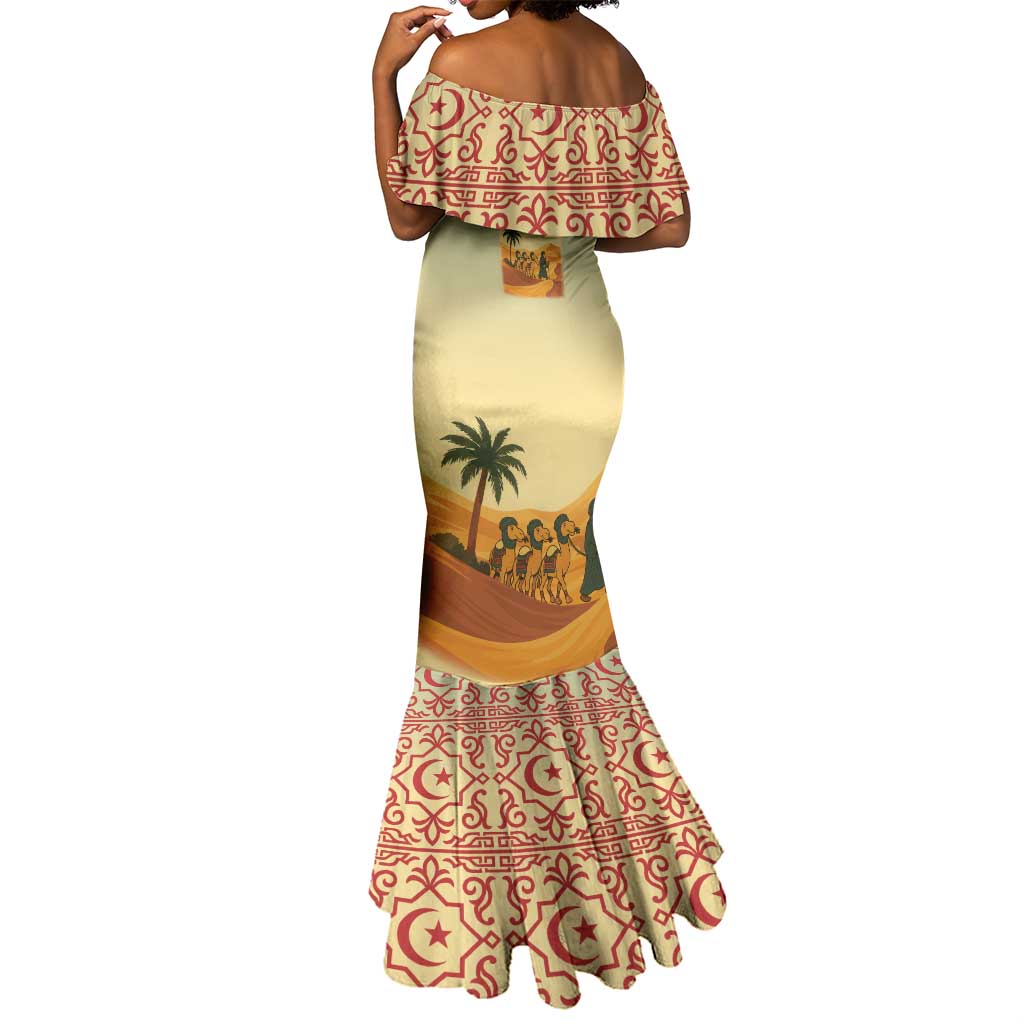 Mauritania Mermaid Dress - Sidi the Sahara Camel Cartoon and Desert Caravan Design