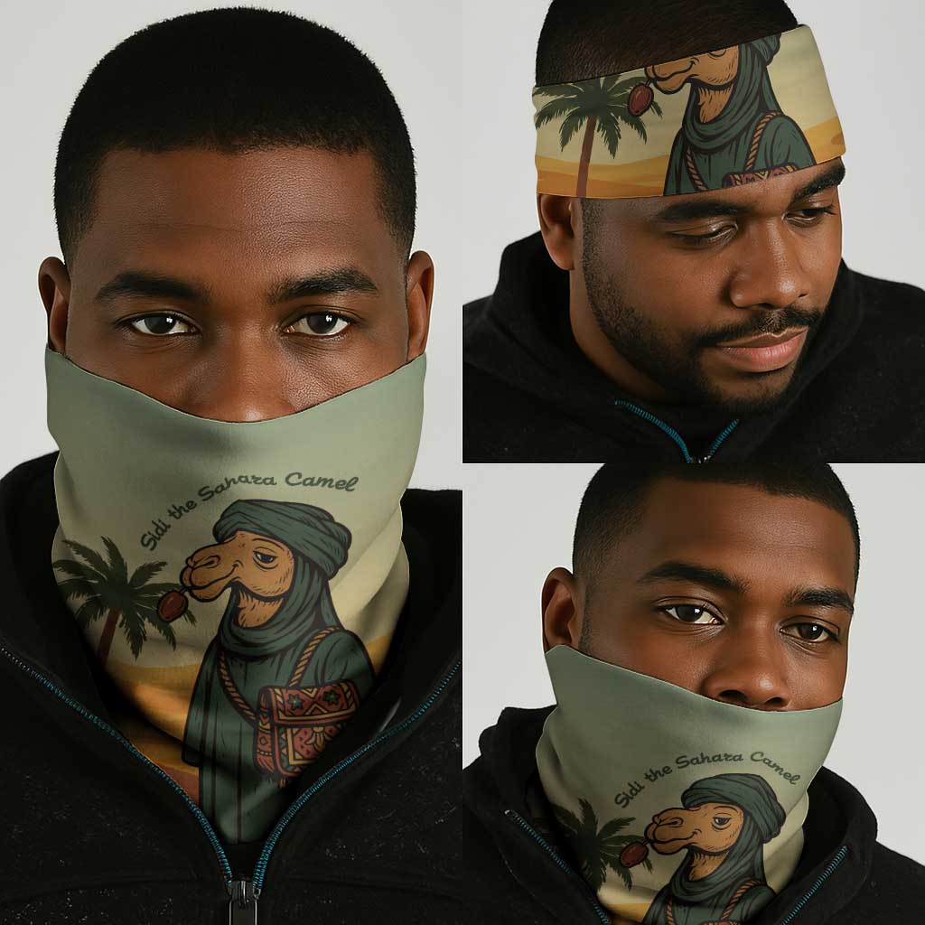 Mauritania Neck Gaiter - Sidi the Sahara Camel Cartoon and Desert Caravan Design TS04