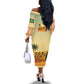 Mauritania Off The Shoulder Long Sleeve Dress - Sidi the Sahara Camel Cartoon and Desert Caravan Design